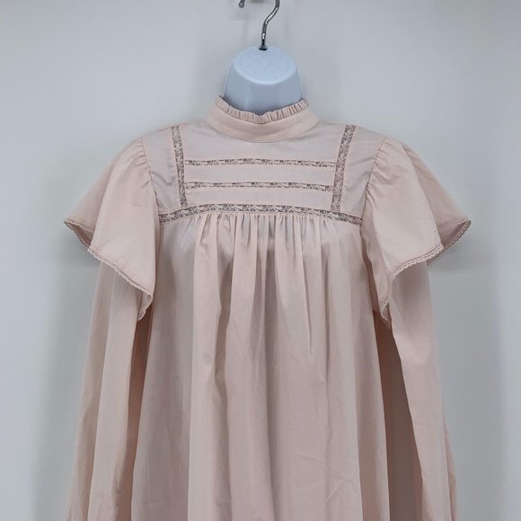Wild Fable NWT Dusty Peach Long Sleeve High Neck Poplin Prairie Dress Size S - Picture 4 of 9